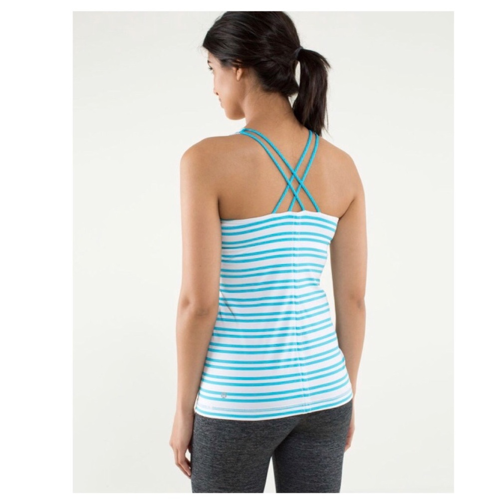 Lululemon Free to be tank Size 8 Stripe Spry Blue
